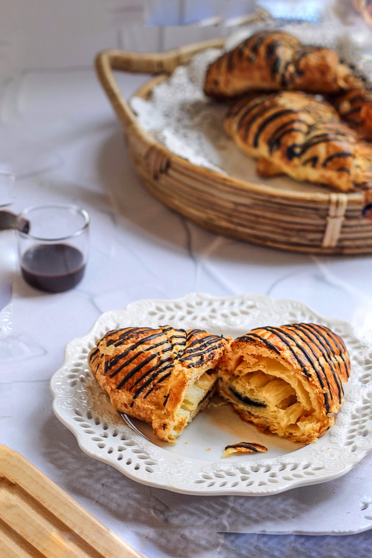 Pain au chocolat in a plate